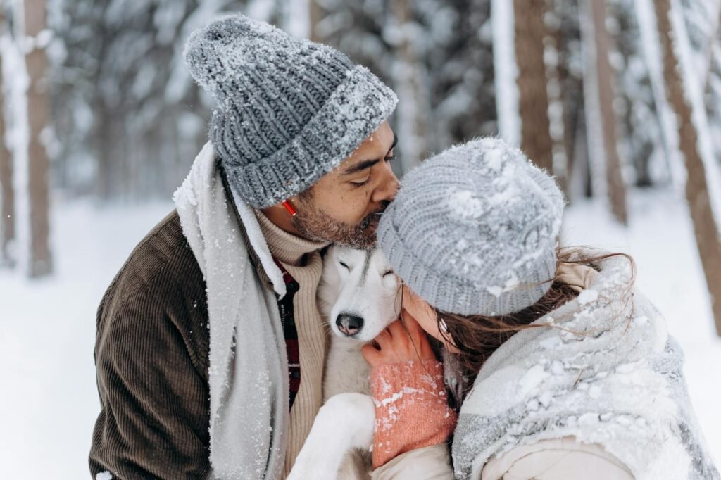 cold snow man couple